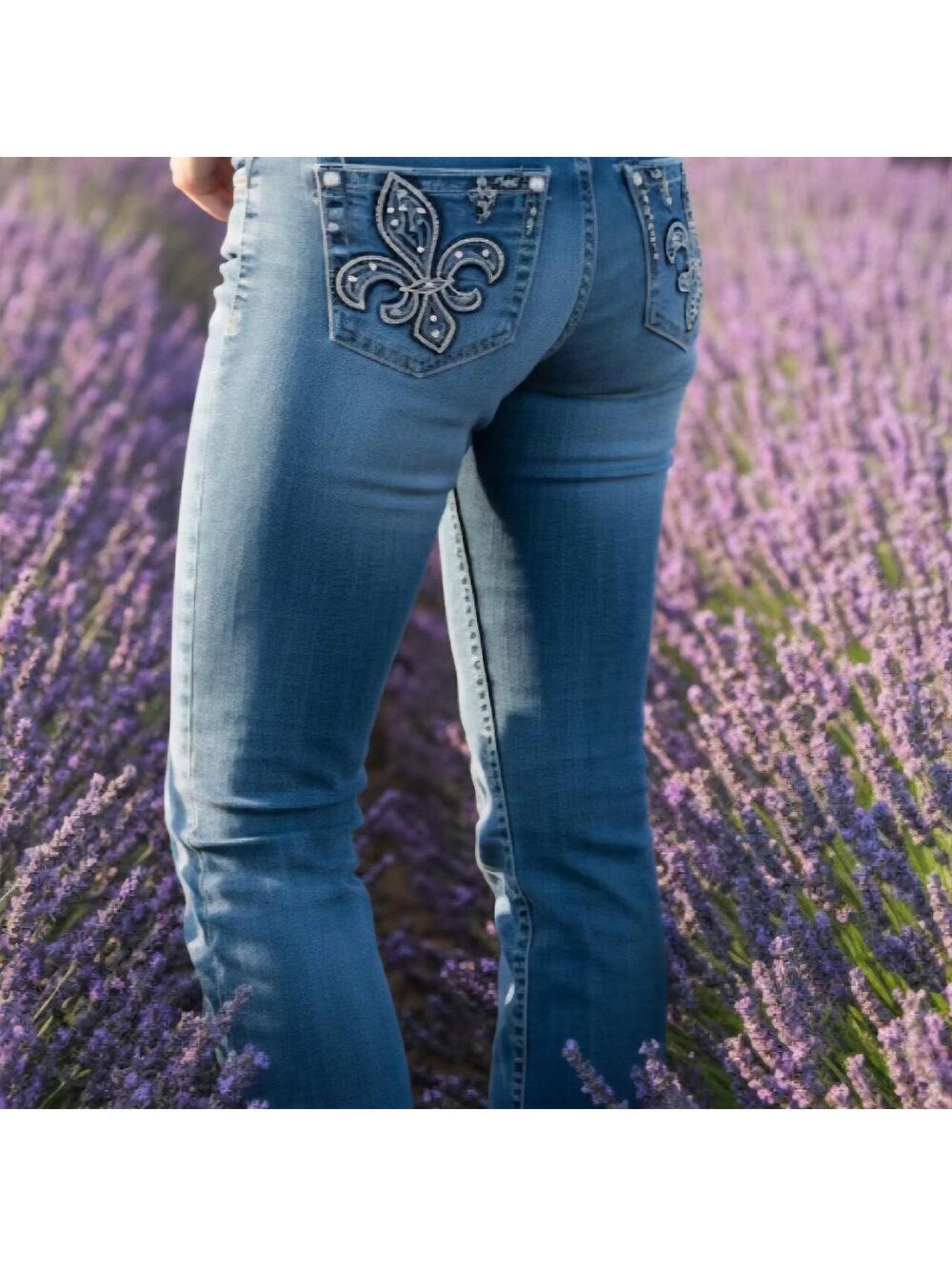 Miss Me Women's Blue and Navy Trousers - Picture 1 of 5